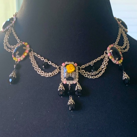 Necklace and earring set black and yellow - Picture 2 of 16